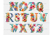 Tropical Flowers Alphabet, a Seasonal Illustration by GlamArtZhanna (Thumbnail 5 of 5)