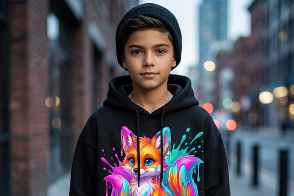 Cute Rainbow Paint Drip Fox, a Shirt Mockup by Vector Stall (Photo 6 of 15)
