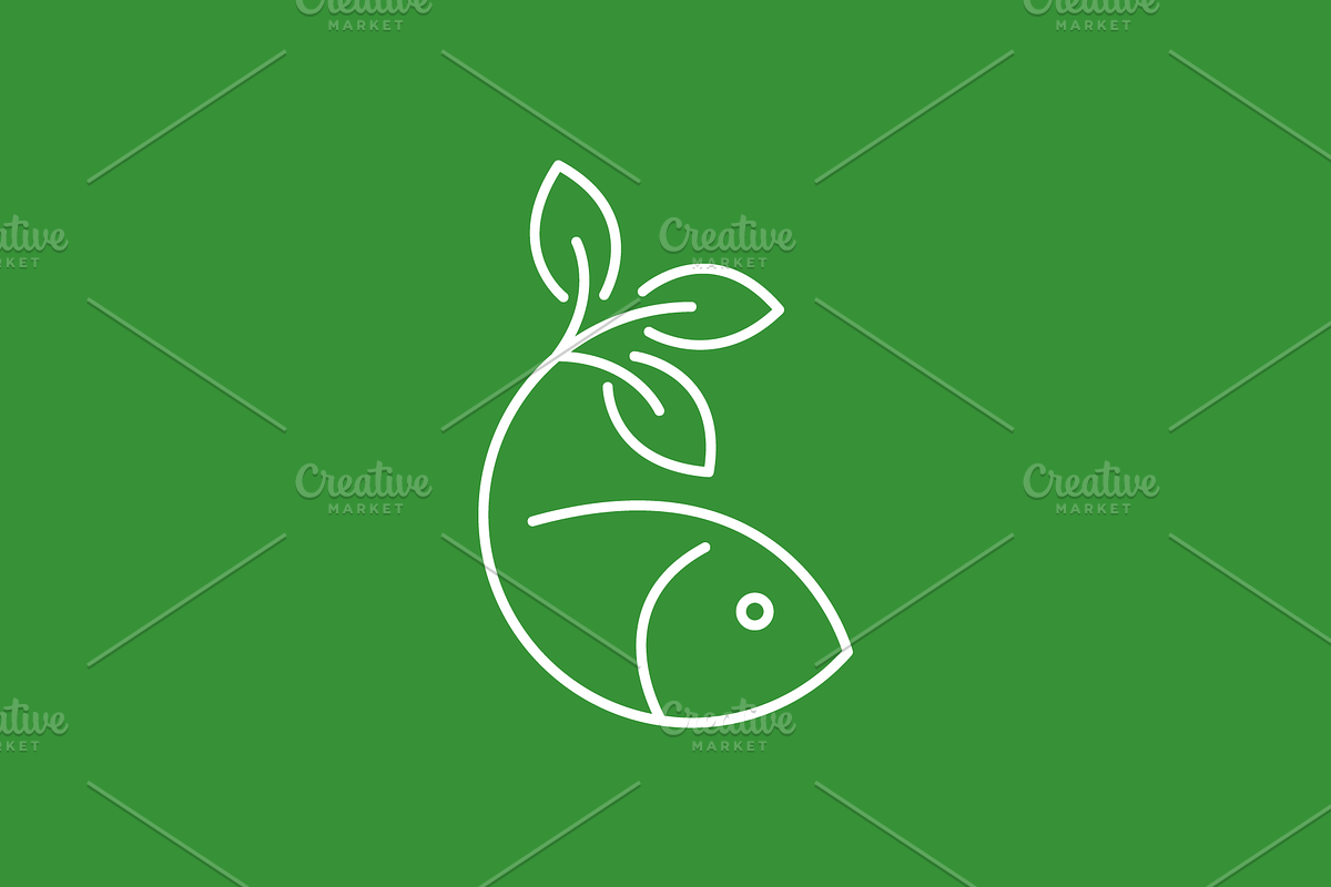 fresh fish leaf line minimal logo, a Branding & Logo Template by devastd