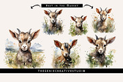 Watercolor PNG  Baby Goat Clipart, an Animal Illustration by Geniecreativestudio (Thumbnail 5 of 9)