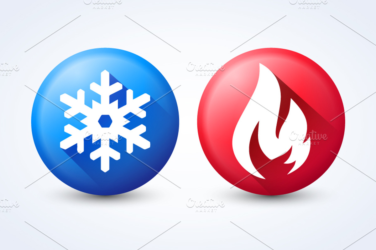 hot / cold icon with flame / snow, an Object Graphic by Black White Mouse Design (Photo 3 of 3)