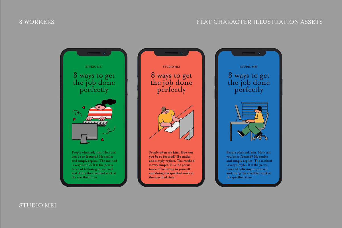 8 Workers - vector illustration, a Work Illustration by Studio Mei Design (Photo 4 of 4)