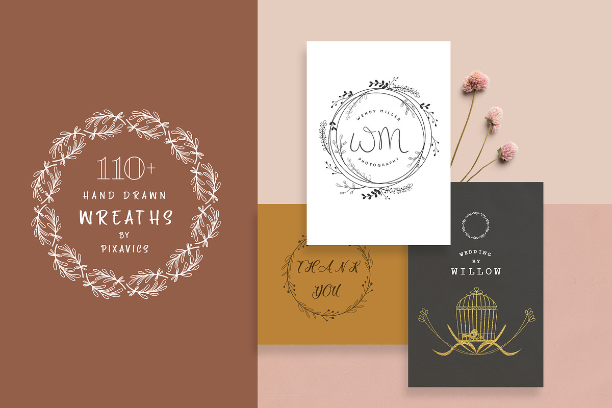 110+ Hand Drawn Wreaths Collection, a Decorative Illustration by Pixavics (Photo 1 of 8)