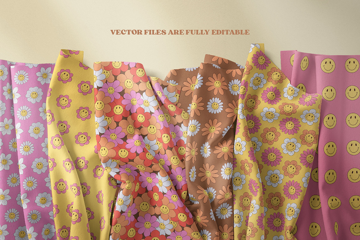 Smiley Flowers Retro Patterns, a Pattern Graphic by Tiger and Flower (Photo 6 of 20)