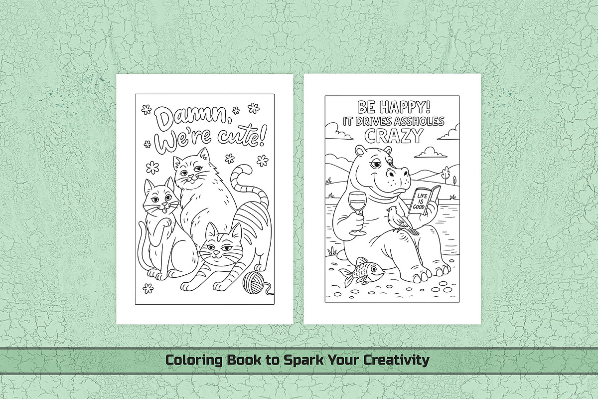 Funny Animal Swear Coloring Page, an Animal Illustration by DesignDevisers (Photo 4 of 5)