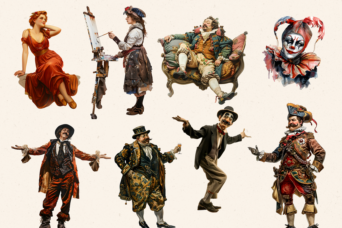 COMMEDIA DELL' ARTE CLIPART SET, a Person Illustration by Daring Digies (Photo 3 of 8)