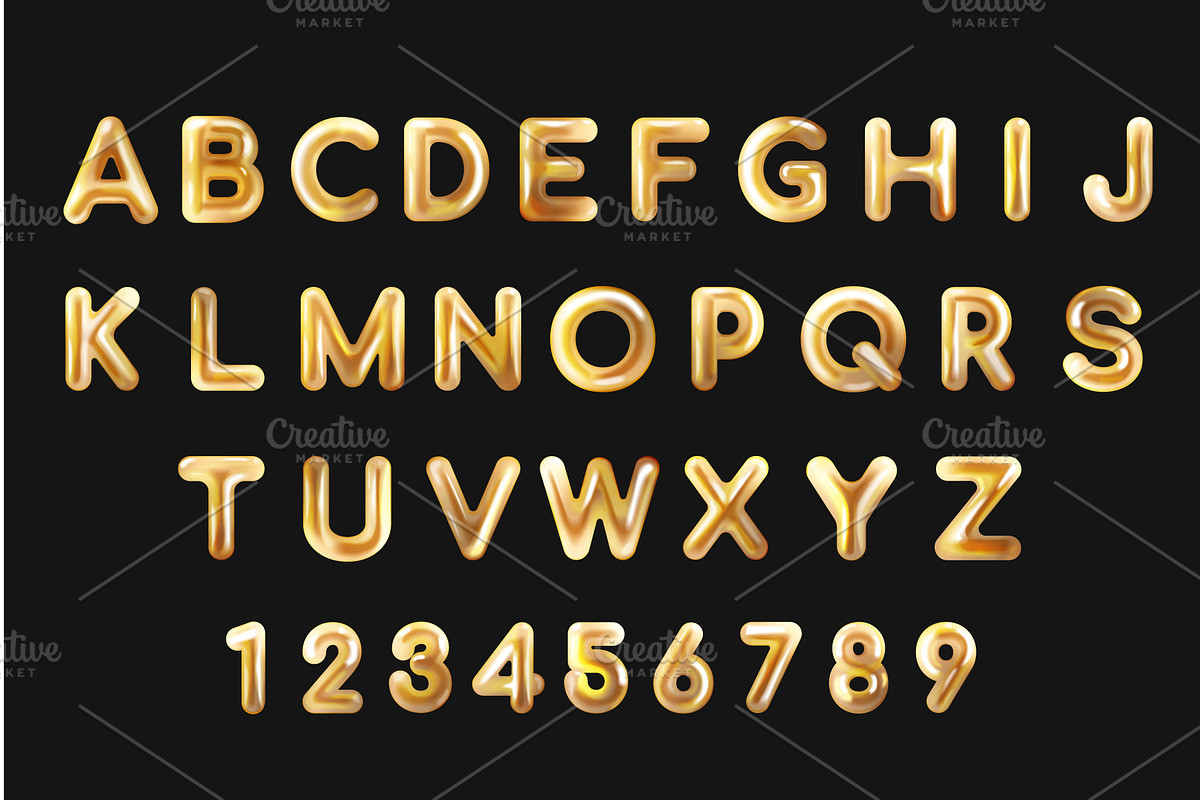 Golden liquid alphabet. 3d gold, an Object Illustration by Stock-Smart-Start