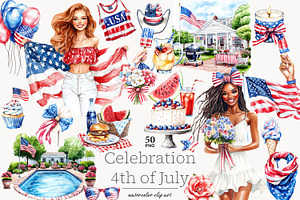 4th of July Clip Art Patriotic, a Person Illustration by GlamArtZhanna