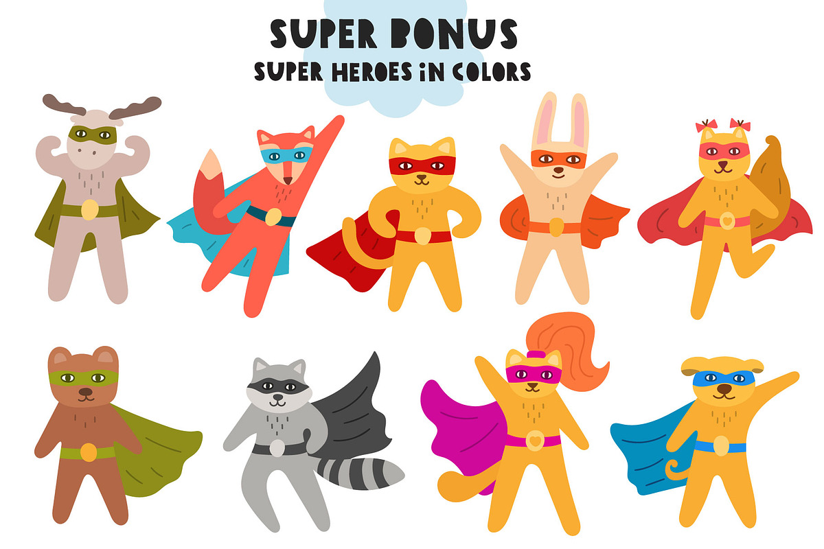 Super heroes. Kids edition., an Animal Illustration by cutelevindesign (Photo 12 of 13)