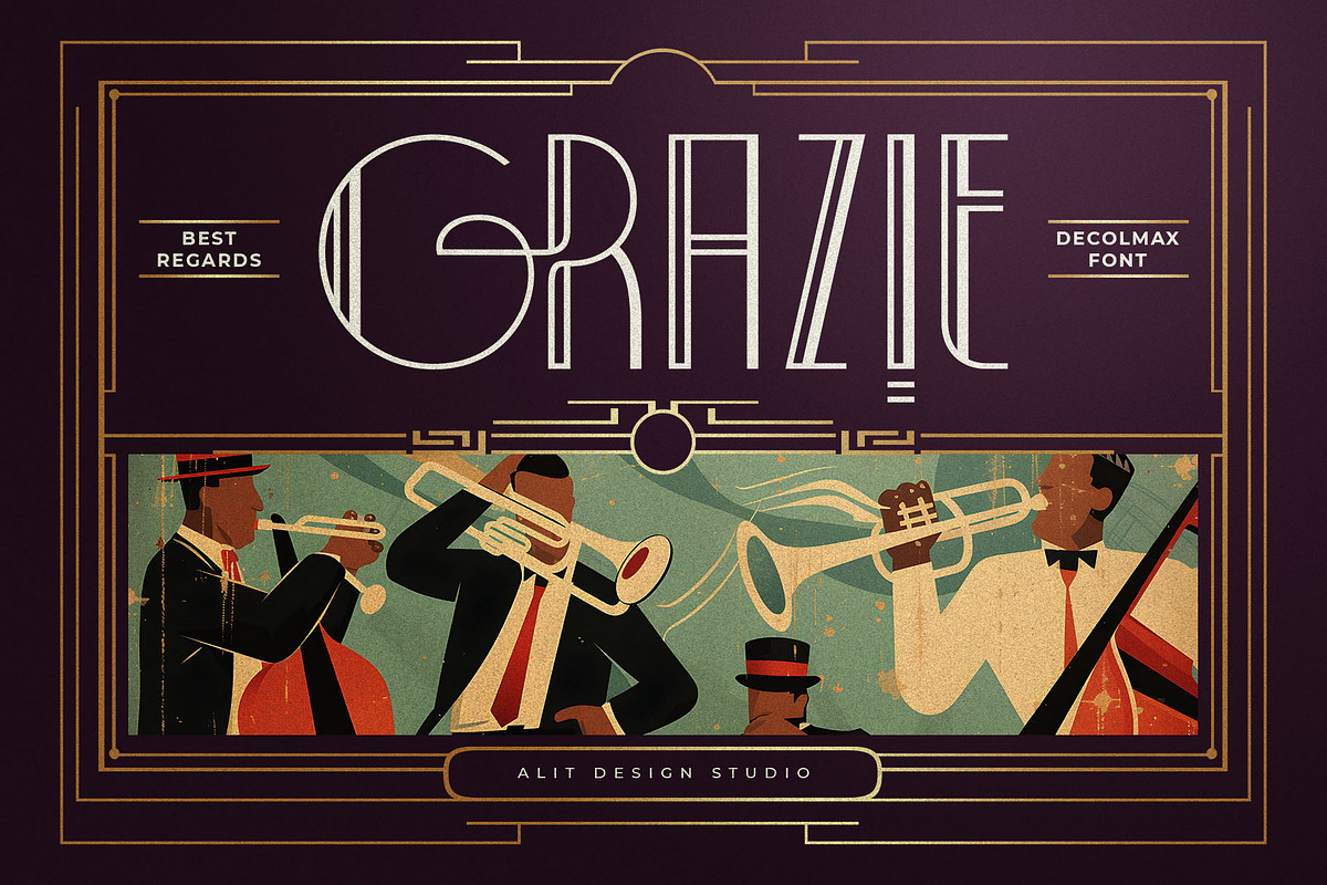 Decolmax Art Deco Typeface, a Sans Serif Font by alit design (Photo 17 of 17)