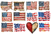 Vintage Grunge American Flag Clipart, an Illustration by Dream Creation (Thumbnail 2 of 4)