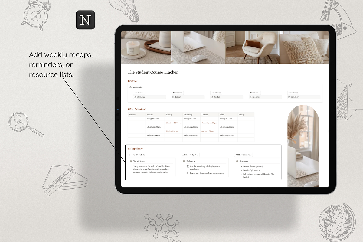 Notion Student Course Tracker, a Websites & App Template by Asha Glenn Design Studio (Photo 4 of 9)