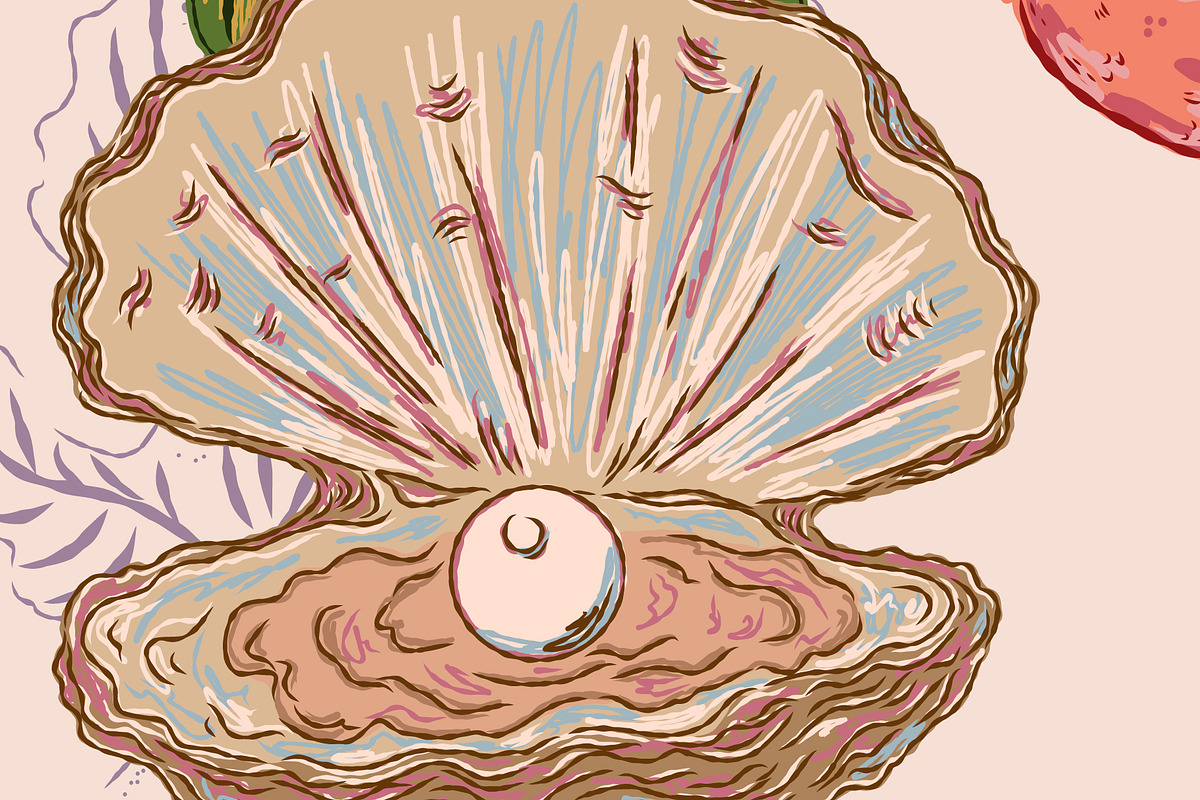 Flamingo, Fig and Pearl Oyster, a Pattern Graphic by NayaChu (Photo 8 of 9)