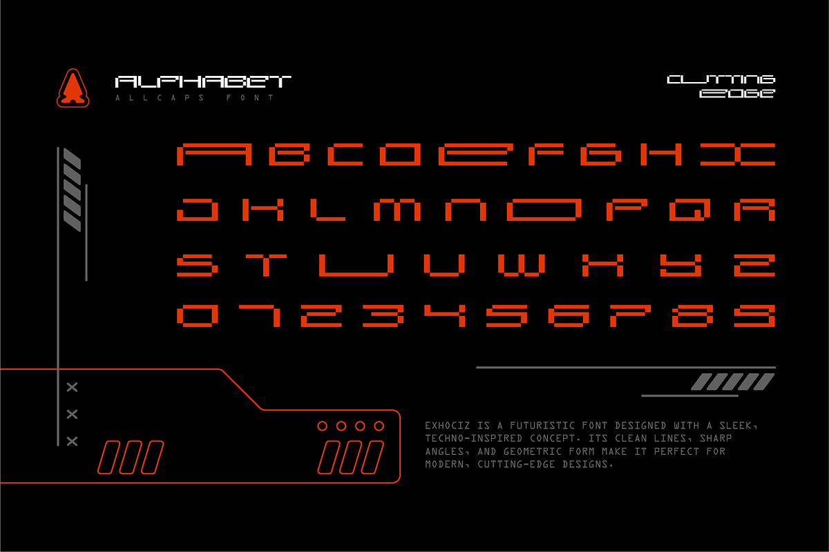 Exhociz - Futuristic Display Font, a Sans Serif Font by Typeagle (Photo 3 of 12)