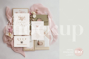 Spring Wedding Invite Mockup Suite, a Mockup by MoMockups