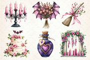 Pink Halloween Witch Wedding Clipart, an Illustration by Dream Creation (Thumbnail 5 of 7)