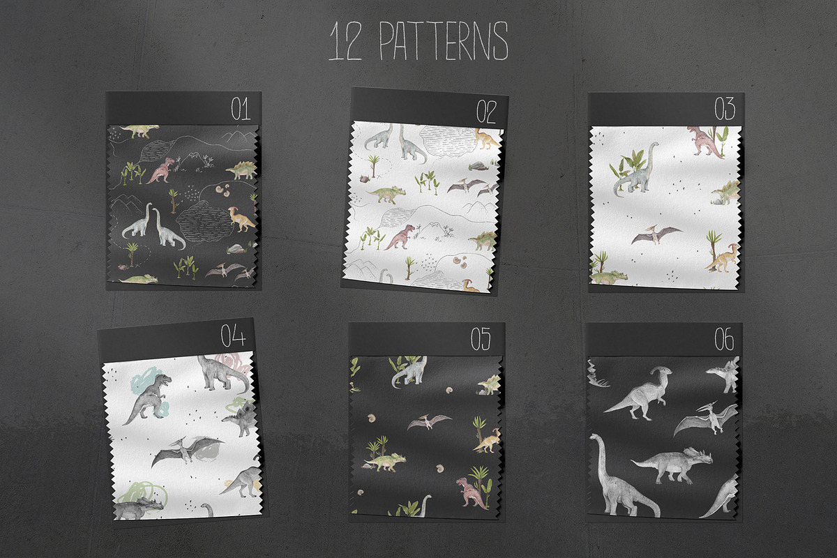 DINOSAURS watercolor set, an Animal Illustration by Natali Smolova (Photo 8 of 11)