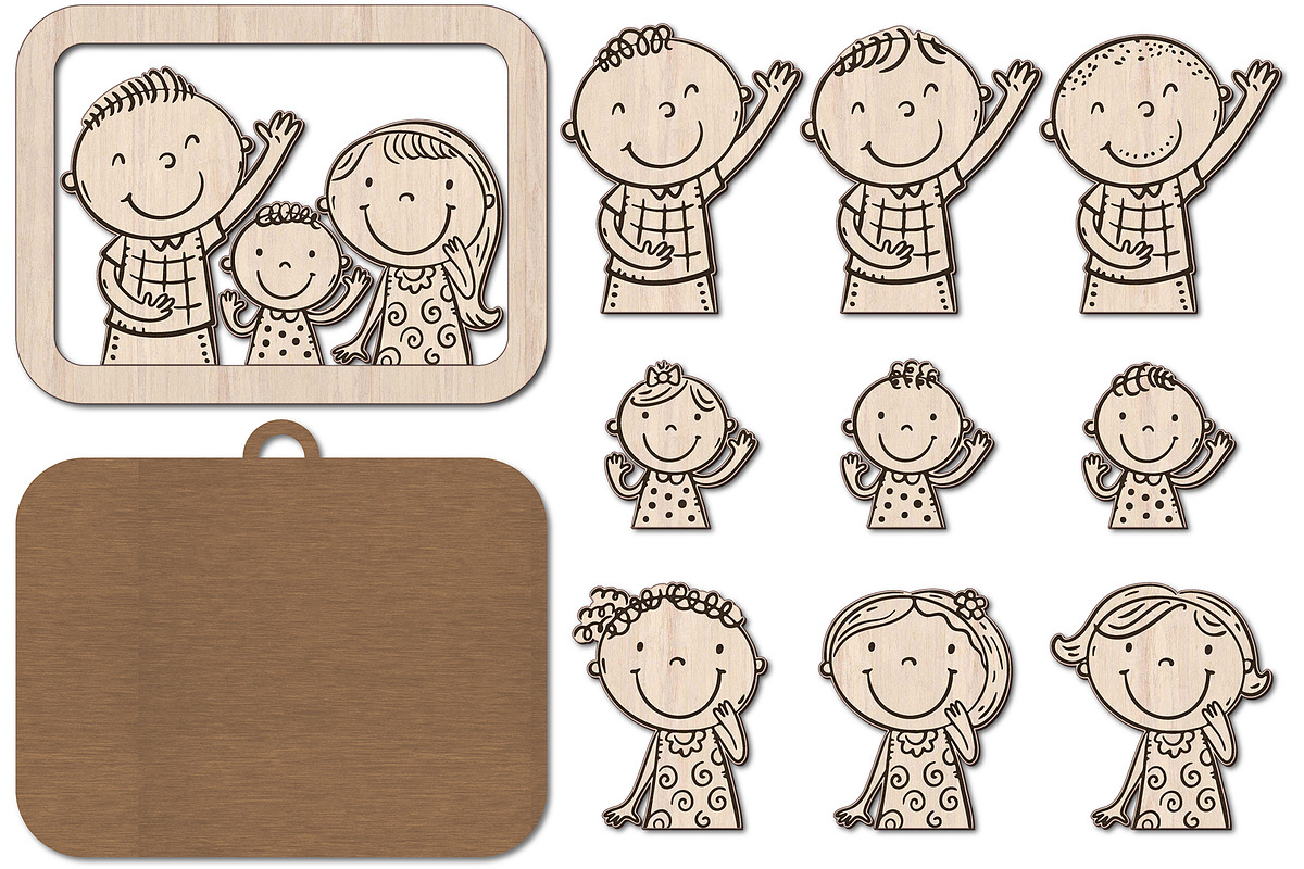 Custom Family Portrait Laser Cut, an Object Graphic by Bubert Art (Photo 2 of 10)