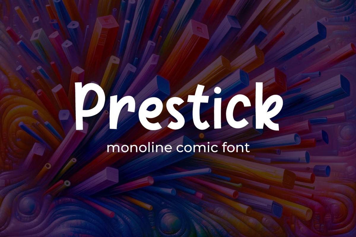 Prestick - Monoline Comic Font, a Script Font by Mightyfire (Photo 1 of 4)