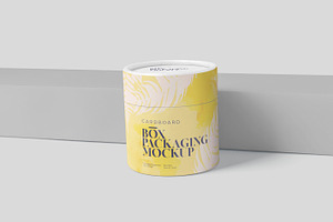 Round Cardboard Box Packaging Mockup