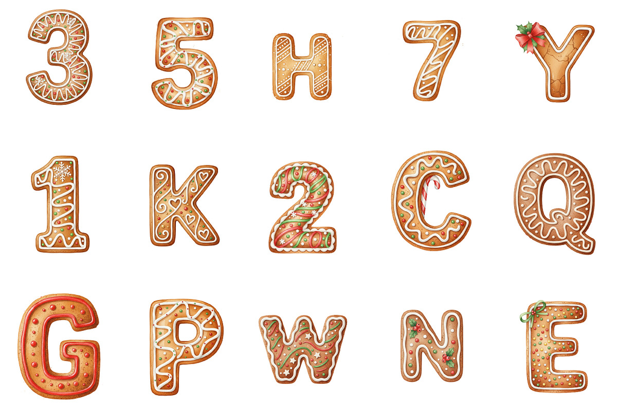 Gingerbread Christmas Alphabet, an Illustration by Designking (Photo 2 of 5)