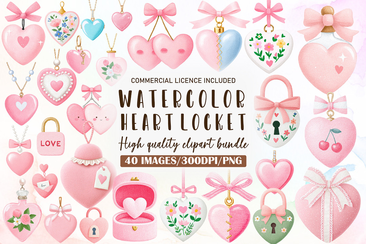 Heart Locket Coquette Valentine Clip, an Illustration by Sublimation Artist (Photo 1 of 6)