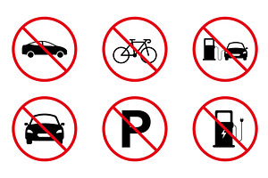 Vehicle Wheel Car Ban Sign, a Transportation Illustration by Vector Creator