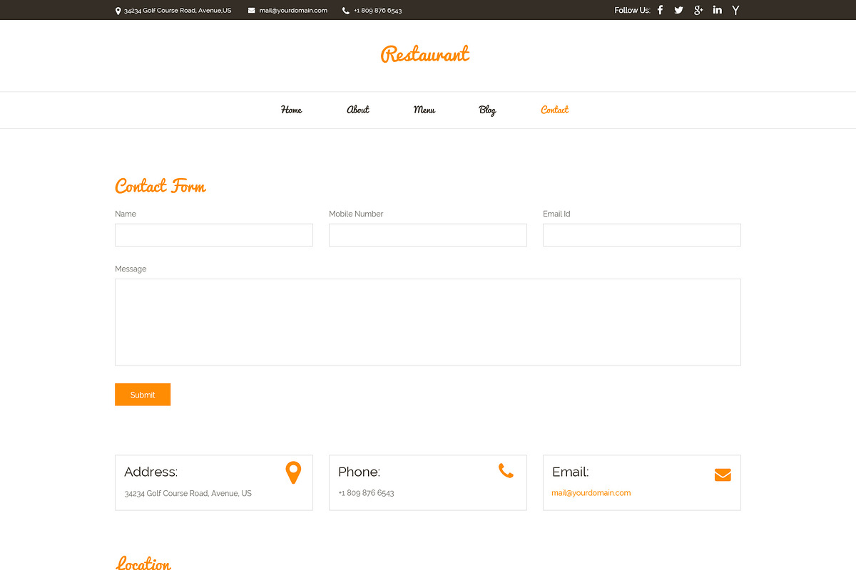 Orange Restaurant PSD Template, a Websites & App Template by WebbyTemplates (Photo 7 of 7)