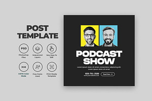 Dark Themed Podcast / Talk Show Post, a Social Media Template by Saman Osama