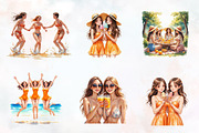 Orange Summer Friends Watercolor Png, an Illustration by RobertsArt (Thumbnail 3 of 8)