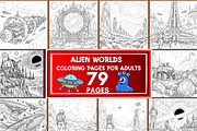 Alien Worlds Coloring Pages Bundle, a Brochure Template by LA Design (Thumbnail 1 of 10)