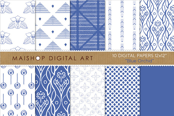 Digital Papers Blue Orchid preview 4