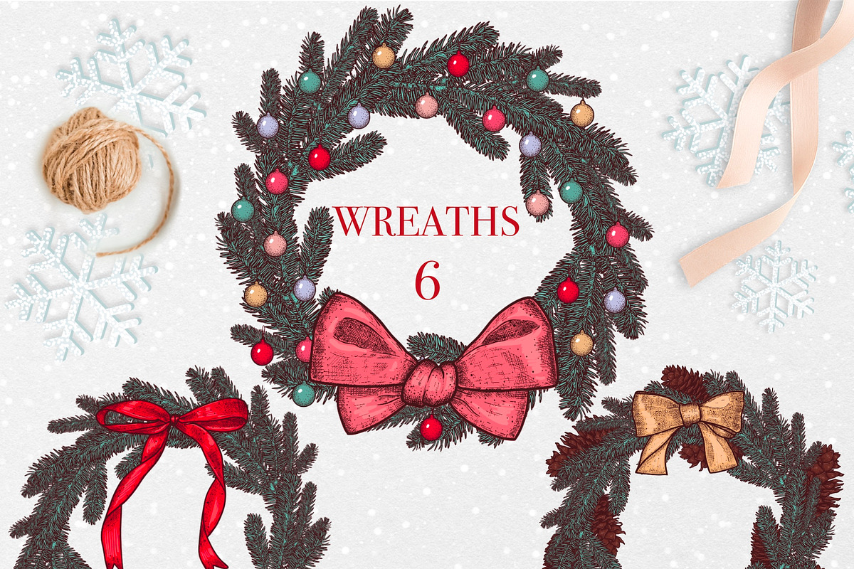 Christmas Vintage Vector Collection, a Seasonal Illustration by DiashaArt (Photo 6 of 17)