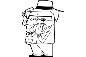 Outlined Funny Mafia Pug Dog, an Illustration by HitToon
