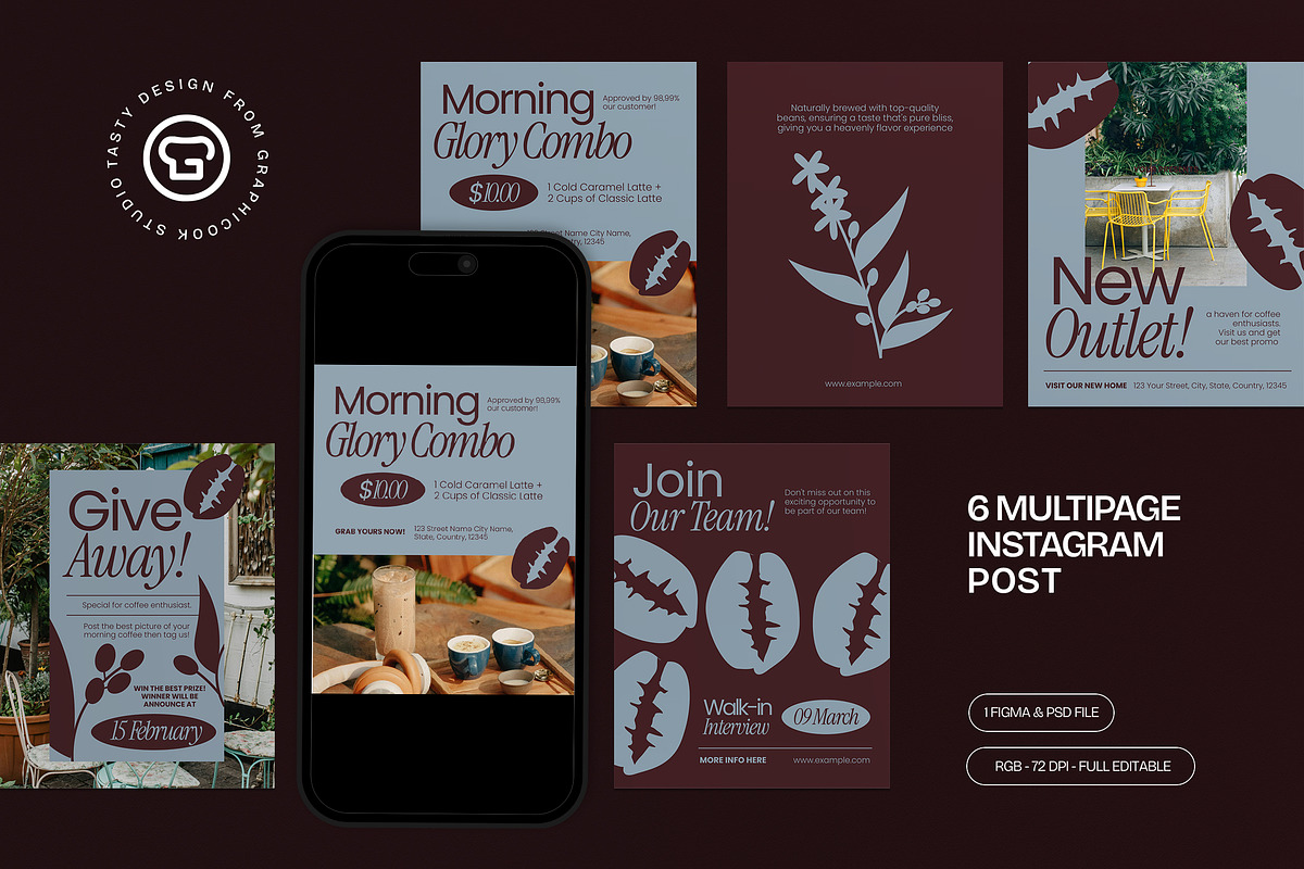 Coffee Shop Instagram Post - Figma, a Social Media Template by graphicook (Photo 1 of 3)
