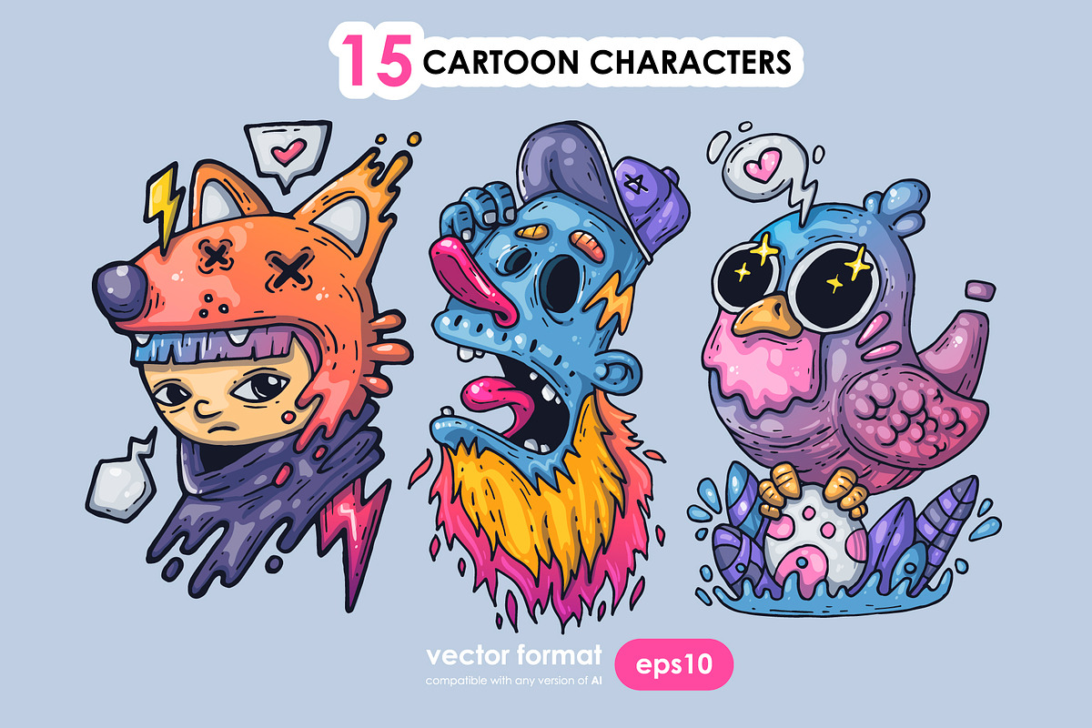 15 Different Cartoon Characters, an Illustration by Andrew_Derr (Photo 4 of 5)