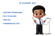 Little Boss Cute Boy Clipart SET, a Person Illustration by ninakosh (Thumbnail 5 of 10)