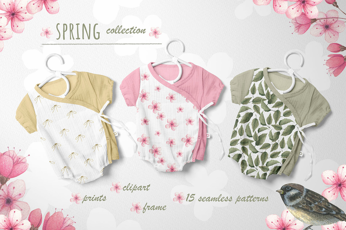 SPRING CHERRY BLOSSOM SET, a Decorative Illustration by YULIYA MART DESIGN (Photo 1 of 10)
