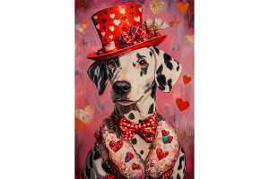 Dalmatian in Hearts Valentine Print, an Animal Illustration by Art Paradise Studios