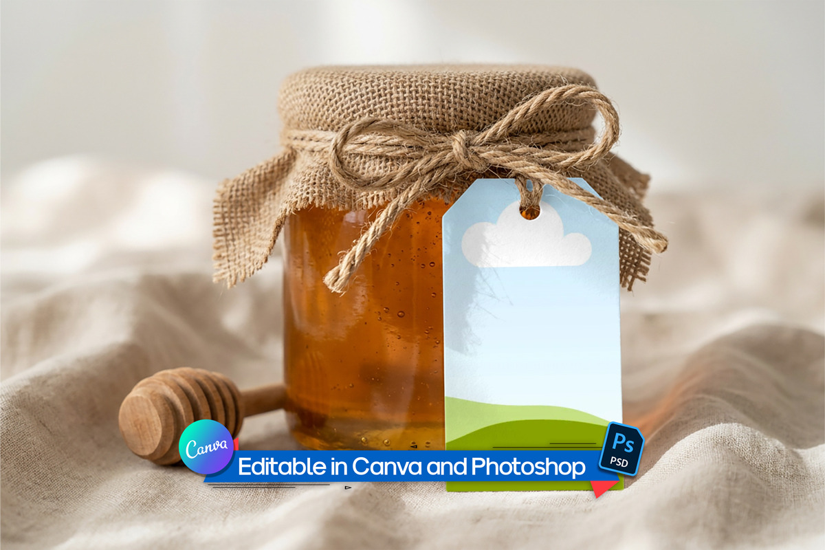 Favor Tag Mockups on Honey Jar, an Advertising Mockup by Rami's Mockups (Photo 2 of 2)