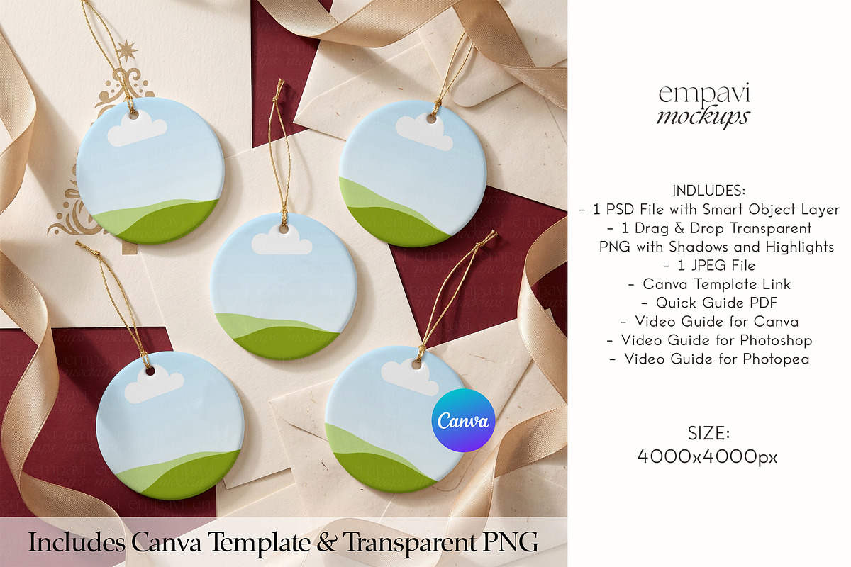 Ornament Mockup Set of 5, a Household Mockup by EmpaviMockups (Photo 3 of 5)