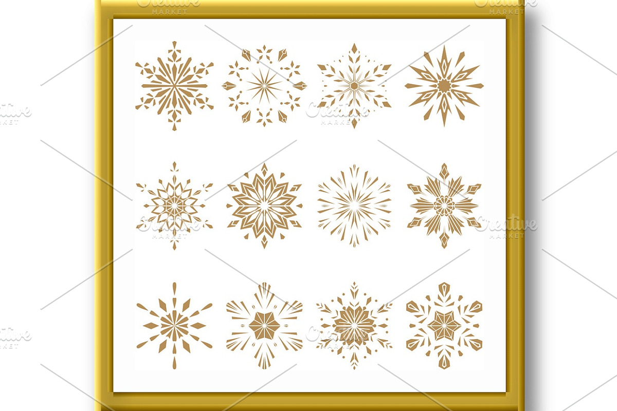 Snowflakes gold icon collection, an Outline Icon by RODINA (Photo 2 of 3)