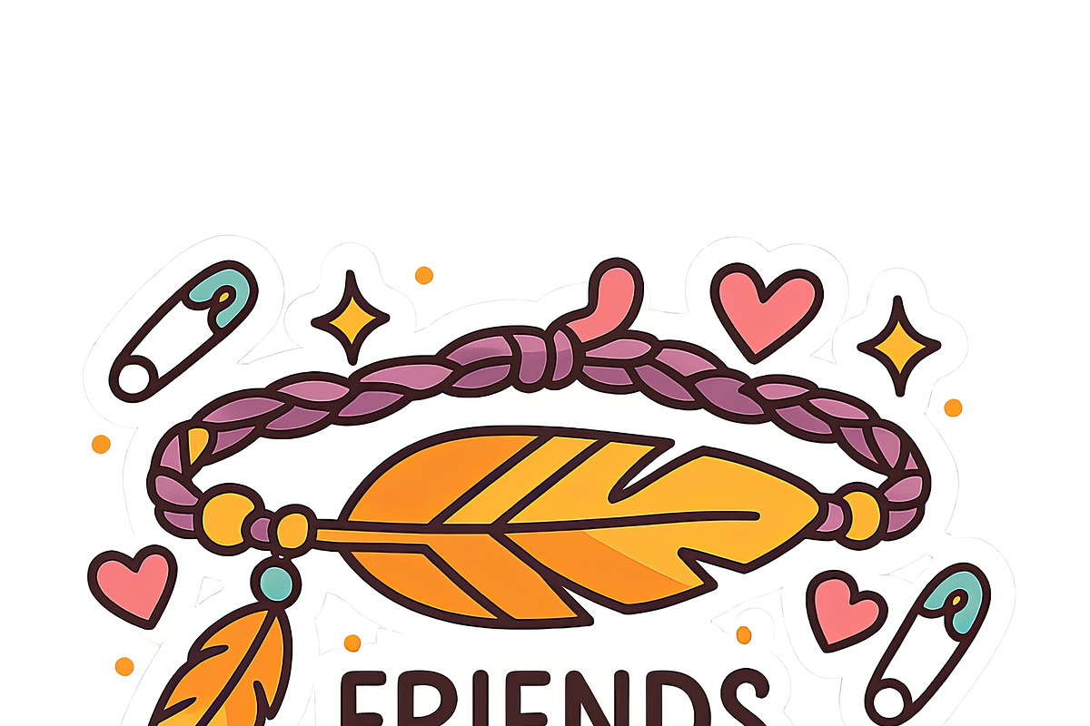 Friendship bracelet with feather and, an Illustration by Dvoevnore photos