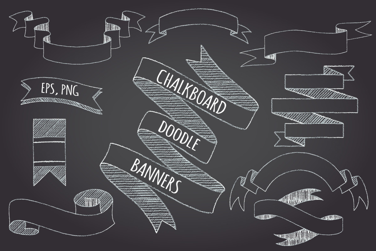 Chalkboard banners and ribbons., a Graphic by KatPush