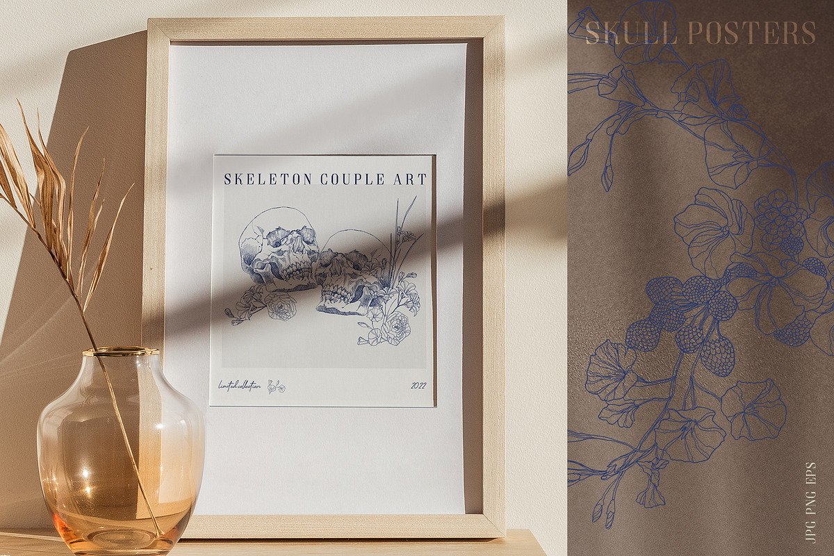 Skull and flowers poster set, a Texture Illustration by LanaDzi (Photo 6 of 10)