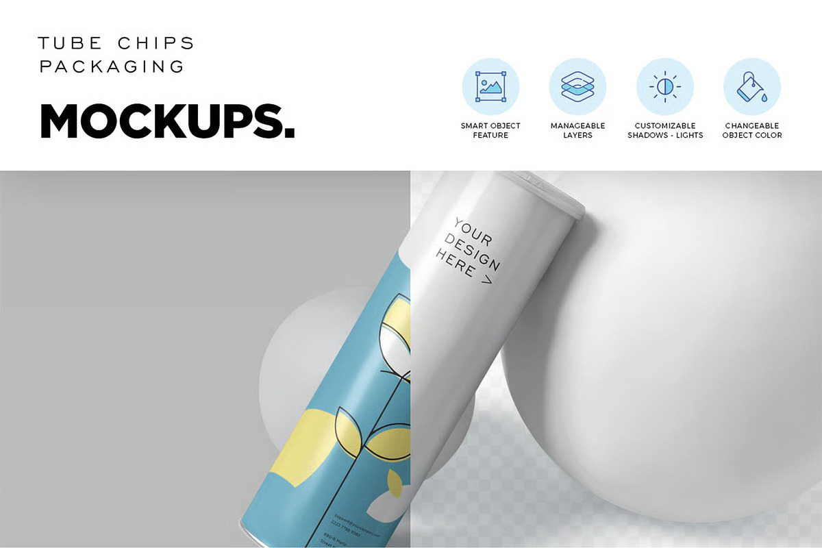 Chips Packaging Tube Mockups, a Packaging Mockup by megostudi0 (Photo 4 of 7)