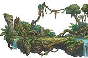 Prehistoric Jungle Platformer Game, a Background Graphic by 3D assets for your awesom (Thumbnail 2 of 3)
