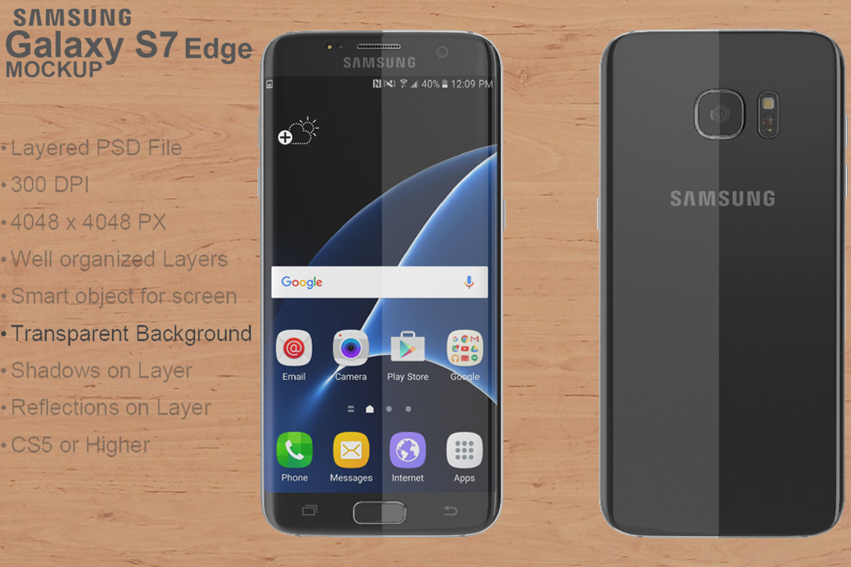 Samsung Galaxy S7 Edge Black Mockup, an Android Mockup by PSD Mockups (Photo 4 of 7)