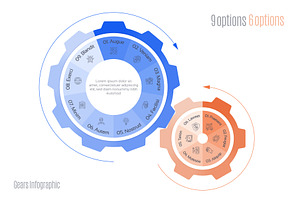 Gears diagram template with 9, an Illustration by RevelStockart