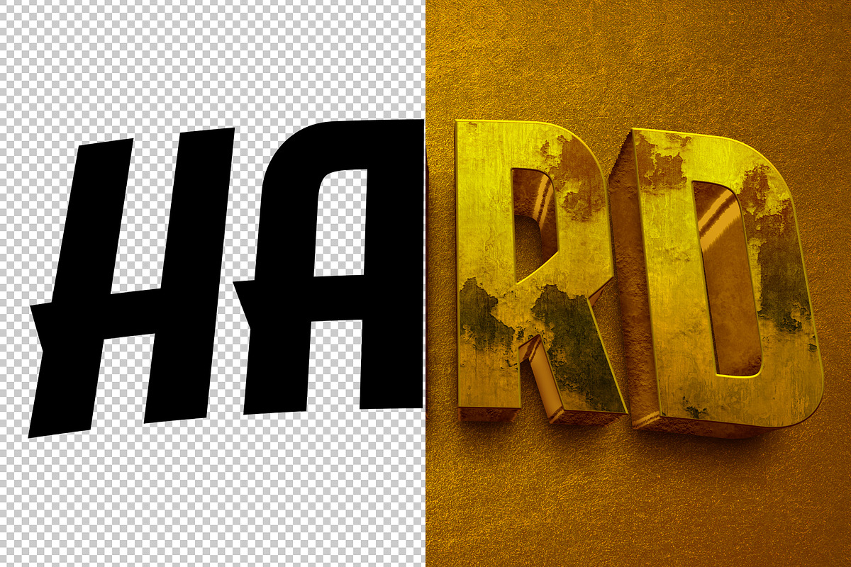 Hard 3D editable text effect, a Layer Style Add-On by Hello Muh (Photo 2 of 2)
